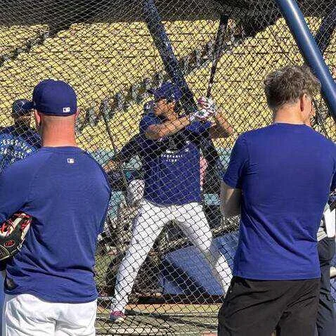 フリー打撃を行った大谷翔平
